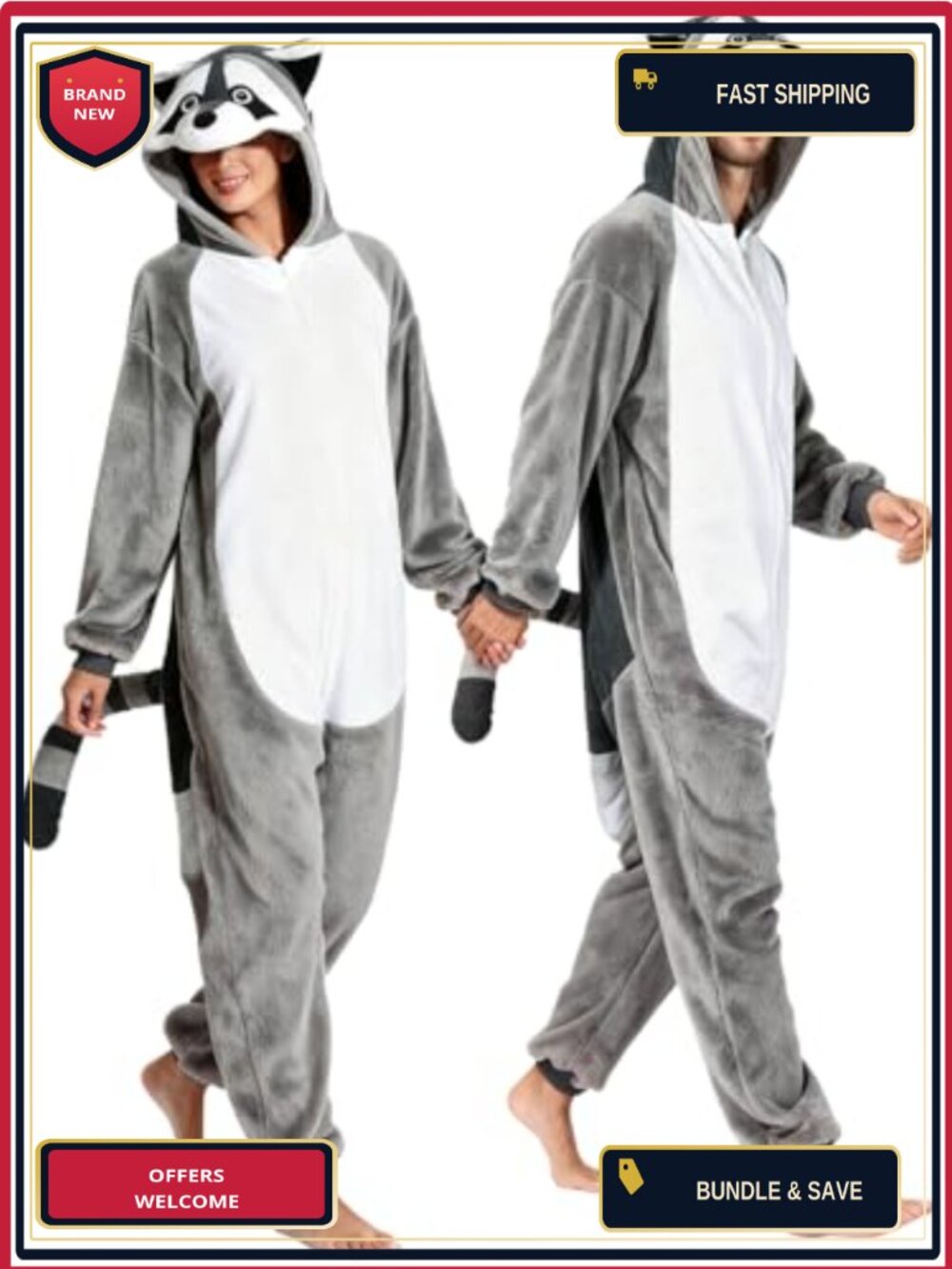 Polar Fleece Animal Onesie Pajama Adult Halloween Cosplay Costume